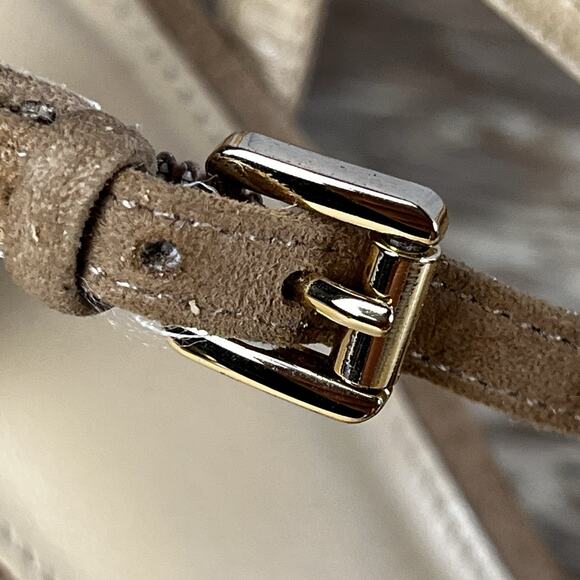 Michael Kors Tan Suede Stiletto Sandals Size 8.5 Strappy High Heel Dressy Chic - Picture 11 of 13